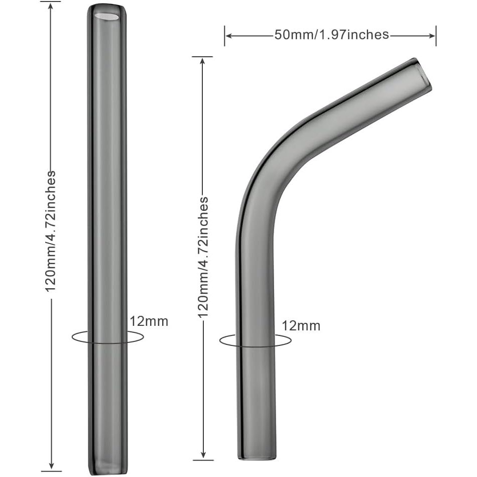 Long Glass mundstykke glasmundstykke til POTV LOBO and ONE - 1 Angled and 1 Straight Half-Black Vaporizer Accessory Set (120mm)