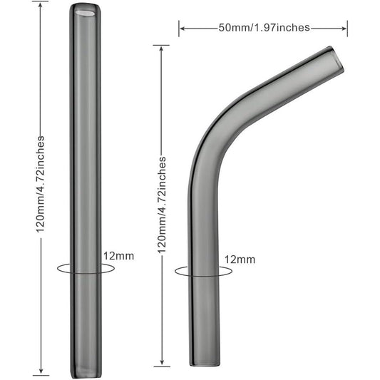 Long Glass mundstykke glasmundstykke til POTV LOBO and ONE - 1 Angled and 1 Straight Half-Black Vaporizer Accessory Set (120mm)